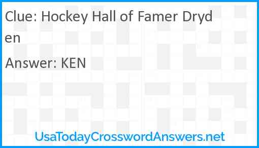 Hockey Hall of Famer Dryden Answer