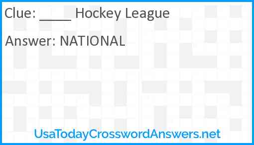 ____ Hockey League Answer