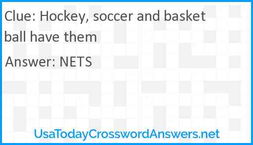 Hockey, soccer and basketball have them Answer