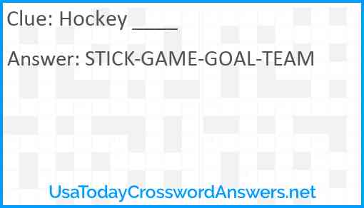 Hockey ____ Answer