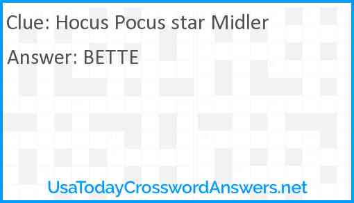 Hocus Pocus star Midler Answer