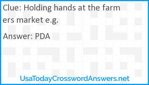 Holding hands at the farmers market e.g. Answer