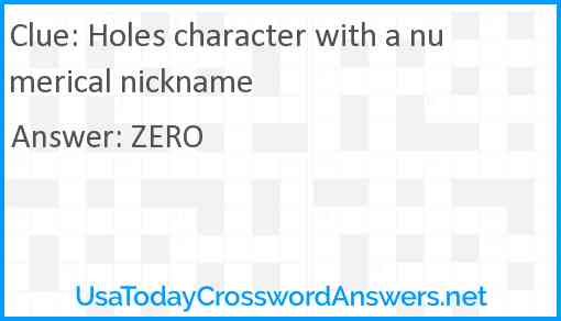 Holes character with a numerical nickname Answer