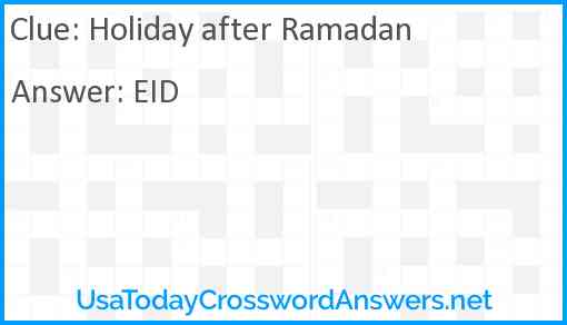 Holiday after Ramadan Answer