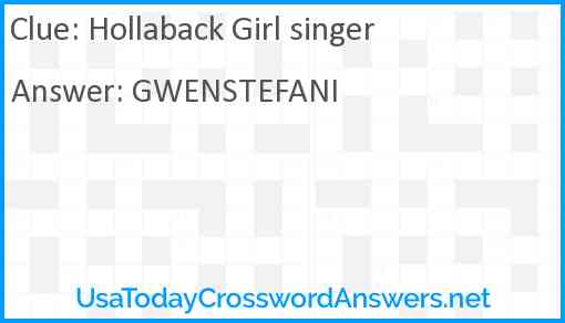 Hollaback Girl singer Answer