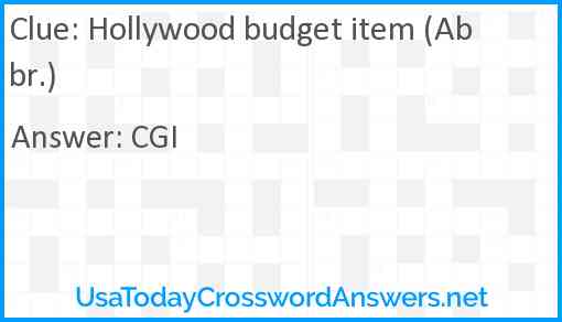 Hollywood budget item (Abbr.) Answer