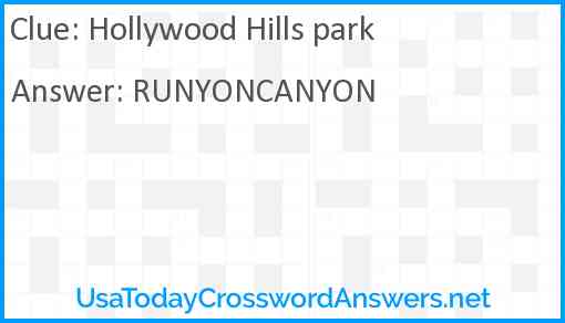 Hollywood Hills park Answer