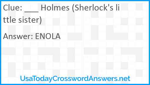 ___ Holmes (Sherlock's little sister) Answer