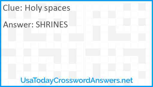 Holy spaces Answer