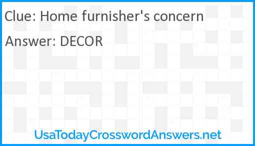 Home furnisher's concern Answer
