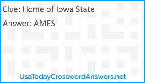 Home of Iowa State Answer