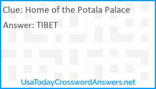 Home of the Potala Palace Answer