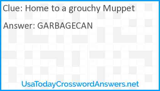 Home to a grouchy Muppet Answer