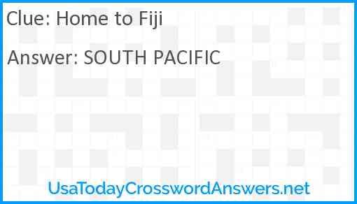 Home to Fiji Answer