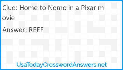 Home to Nemo in a Pixar movie Answer