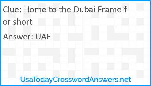 Home to the Dubai Frame for short Answer