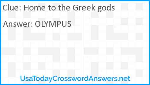 Home to the Greek gods Answer