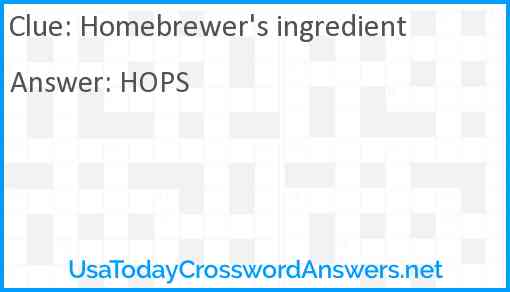 Homebrewer's ingredient Answer