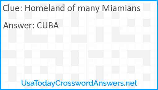 Homeland of many Miamians Answer