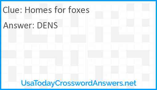 Homes for foxes Answer
