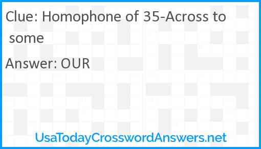 Homophone of 35-Across to some Answer
