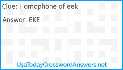 Homophone of eek Answer