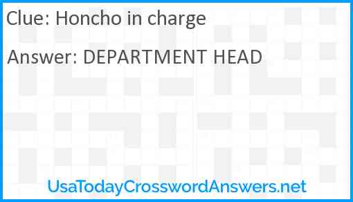 Honcho in charge Answer