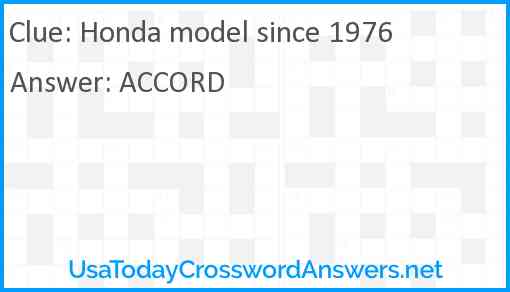 Honda model since 1976 Answer