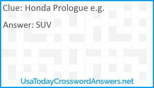 Honda Prologue e.g. Answer