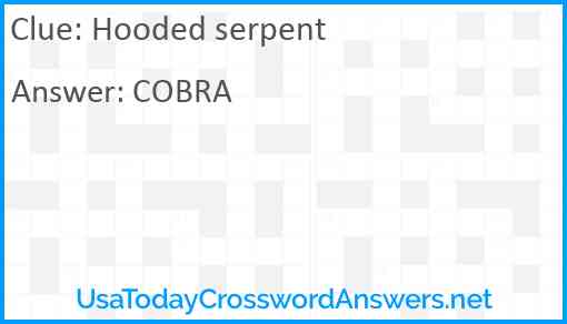 Hooded serpent Answer