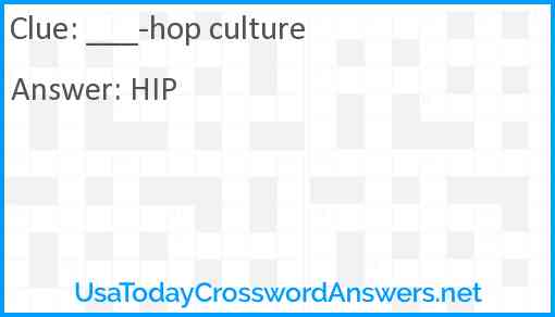 ___-hop culture Answer