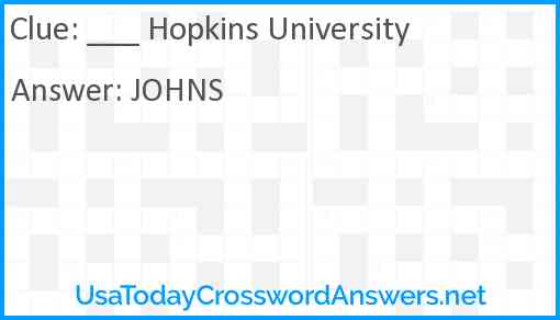 ___ Hopkins University Answer