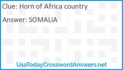 Horn of Africa country Answer