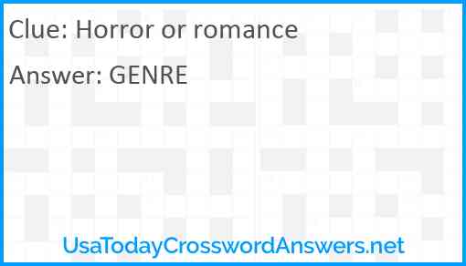 Horror or romance Answer