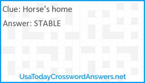Horse's home Answer