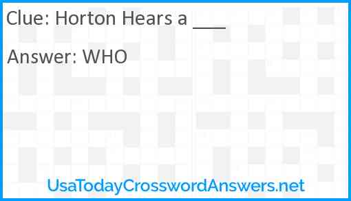 Horton Hears a ___ Answer
