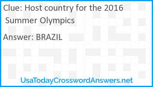 Host country for the 2016 Summer Olympics Answer