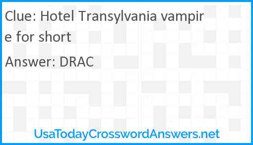 Hotel Transylvania vampire for short Answer