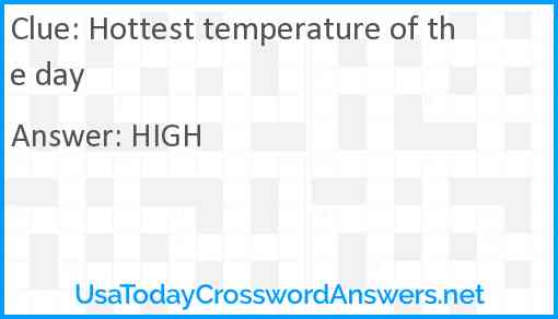Hottest temperature of the day Answer