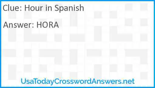 Hour in Spanish Answer