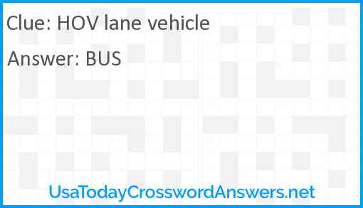 HOV lane vehicle Answer