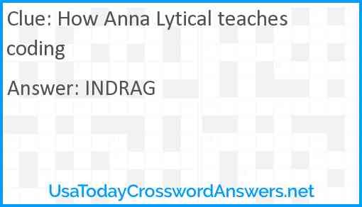 How Anna Lytical teaches coding Answer
