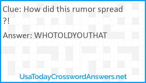 How did this rumor spread?! Answer