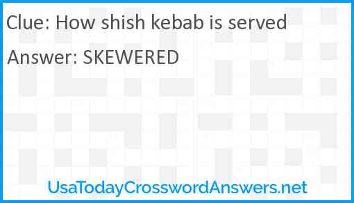 How shish kebab is served Answer
