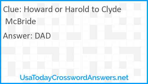 Howard or Harold to Clyde McBride Answer