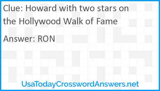 Howard with two stars on the Hollywood Walk of Fame Answer