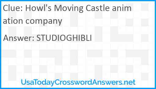 Howl's Moving Castle animation company Answer