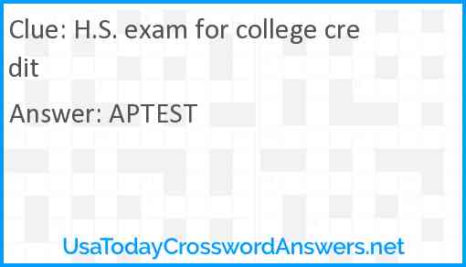 H.S. exam for college credit Answer