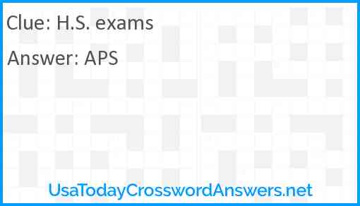 H S exams crossword clue UsaTodayCrosswordAnswers net
