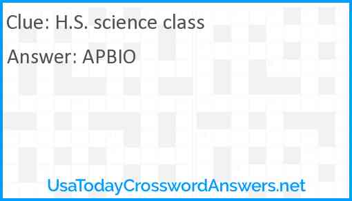 H.S. science class Answer